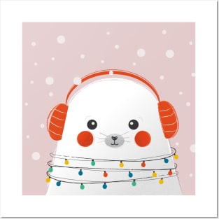 Christmas baby seal Posters and Art